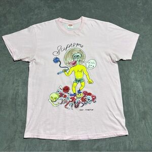 Supreme Daniel Johnston Kill Em All Tee Large Pink Authentic Art Streetwear